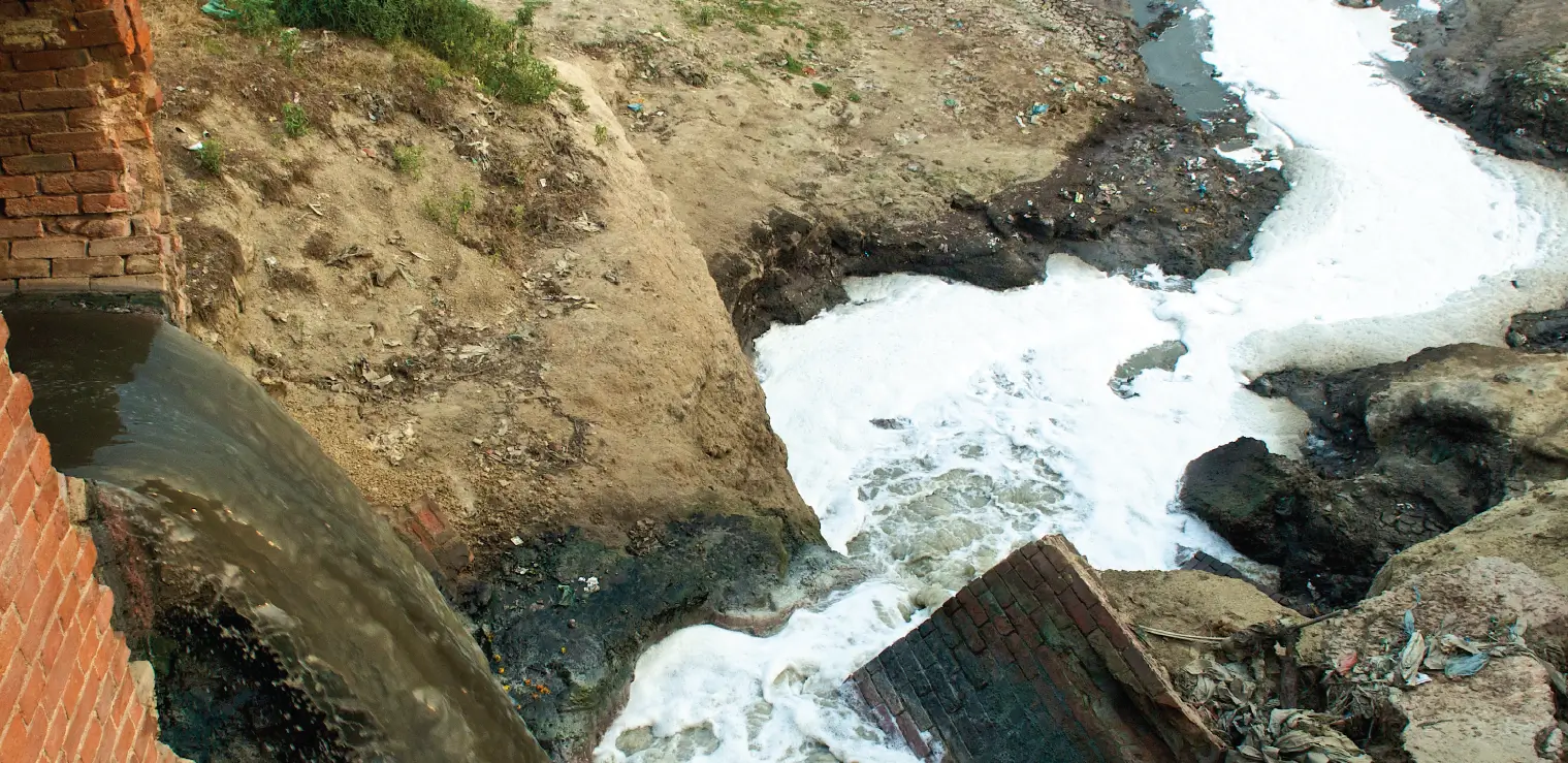 Drainage Ditch Pouring in Ganga