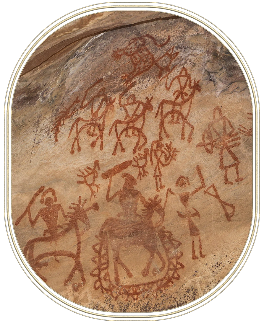 Cave painting from Bhimbetka at the Ratapani Wildlife Sanctuary in Madhya Pradesh